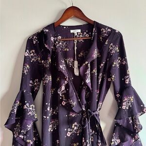 Max Studio Purple Floral Midi Dress